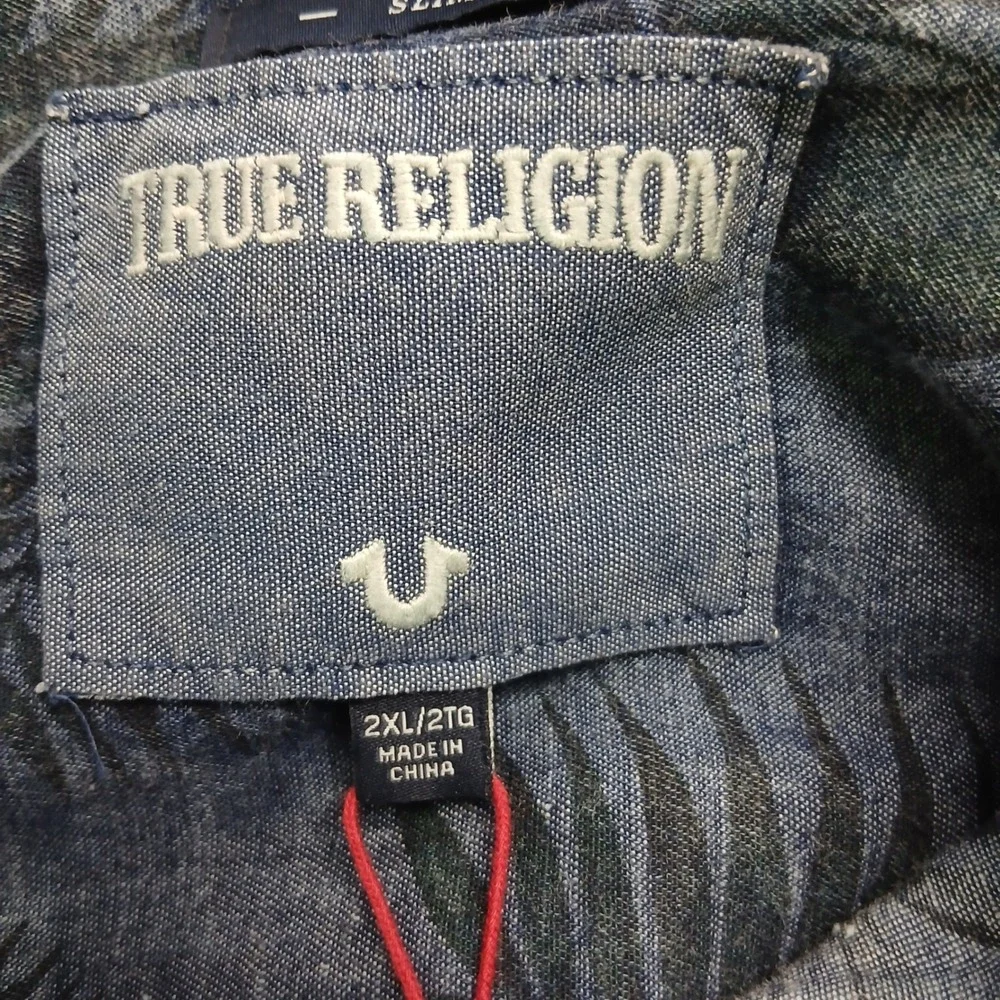 True Religion MSJAF6BC1 Printed‎ Floral Shirt Men XXL Blue NWT